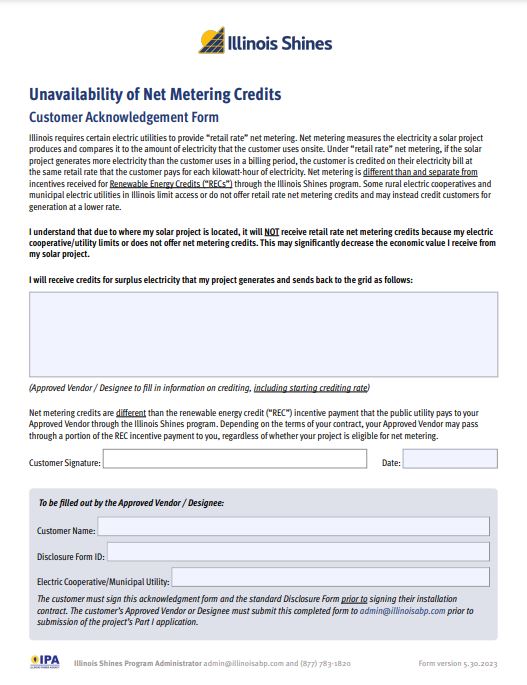 Net Metering Form Net Metering Credits – Illinois Shines